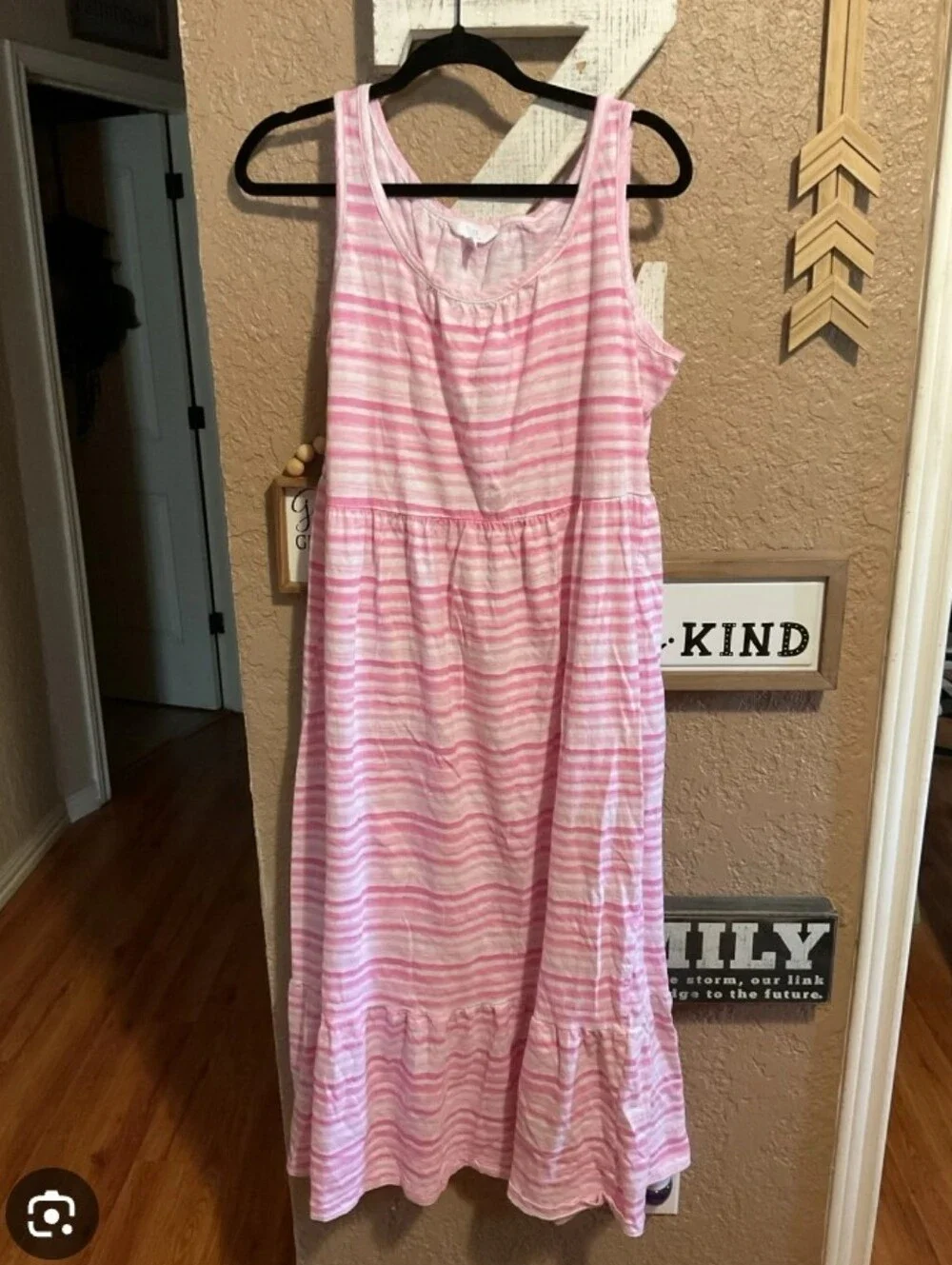 Time and Tru Xxl Pink White Striped Tiered Maxi Dress Cotton Size 20 Plus